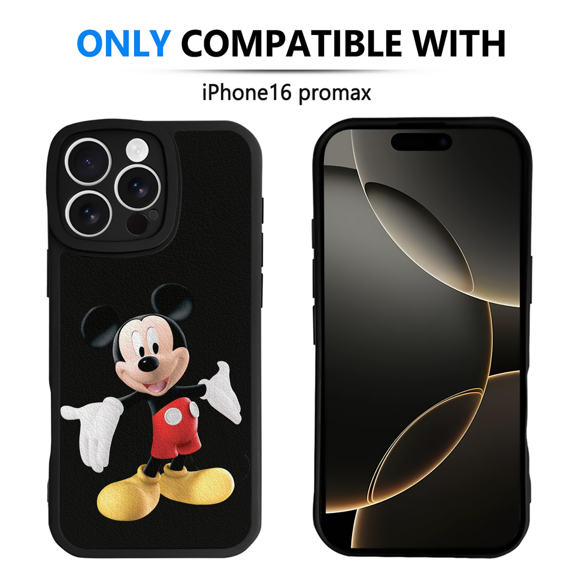 （画像用） ミッキーマウス Mickey Mouse 【iPhone 16シリーズ対応】シリコンスマホケース（レザー調） 材質：シリコン